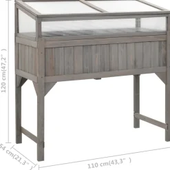 Outlet FinePRICE Jalallinen kasvihuoneellinen istutuslaatikko 110x54x120cm kuusi