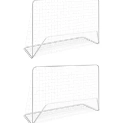 Clearance FinePRICE Jalkapallomaalit verkolla, 2kpl, teräs, 182x61x122cm, valkoinen