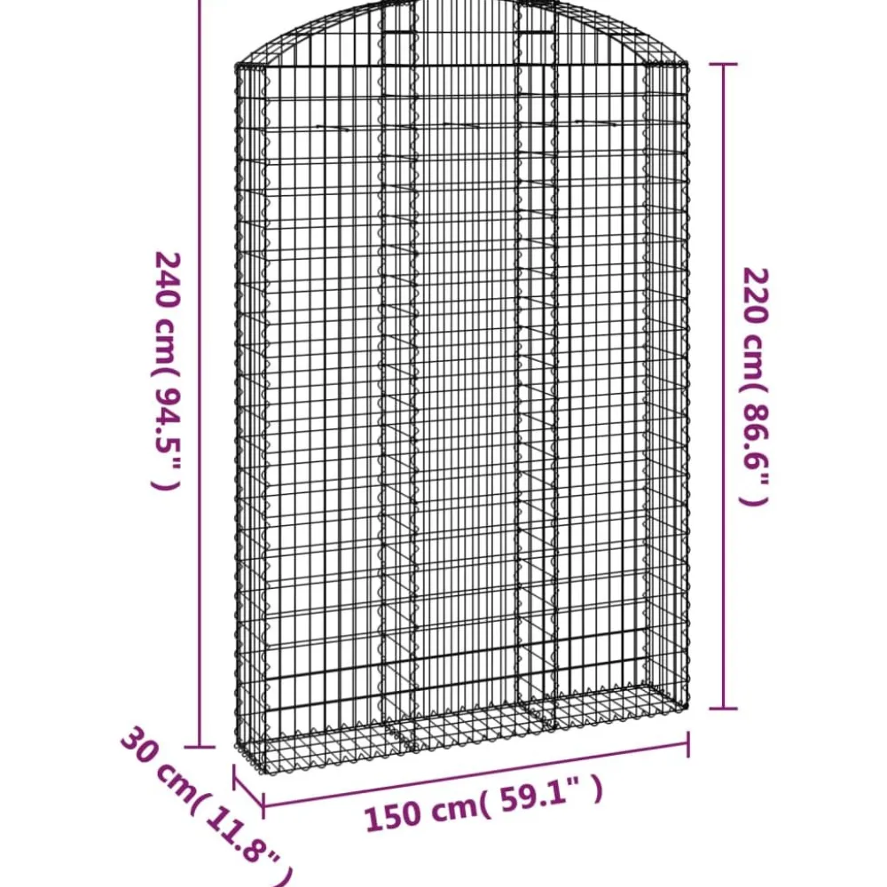 Online FinePRICE Kaareva kivikori 100x30x60/80 cm galvanoitu rauta