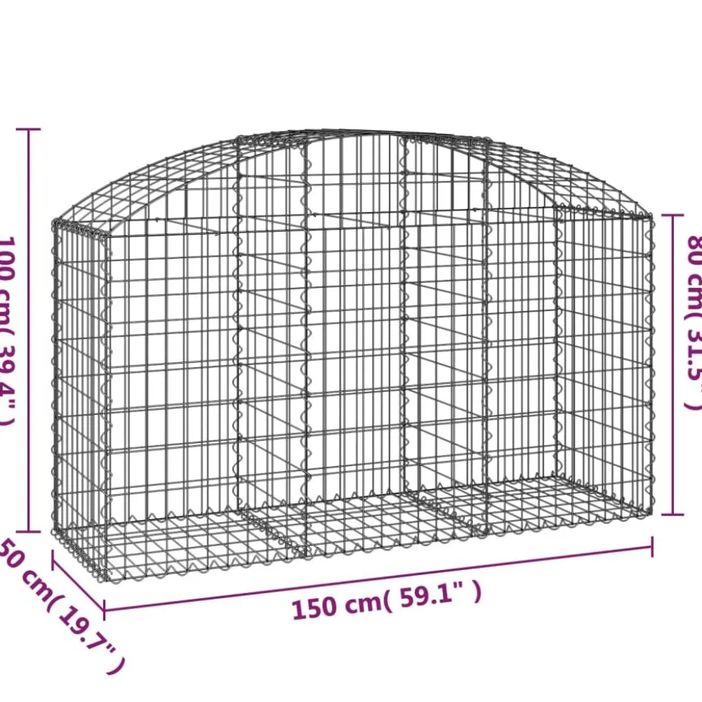 Online FinePRICE Kaareva kivikori 100x30x60/80 cm galvanoitu rauta