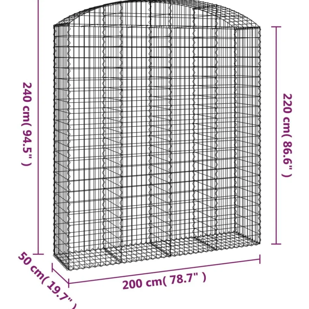Online FinePRICE Kaareva kivikori 100x30x60/80 cm galvanoitu rauta