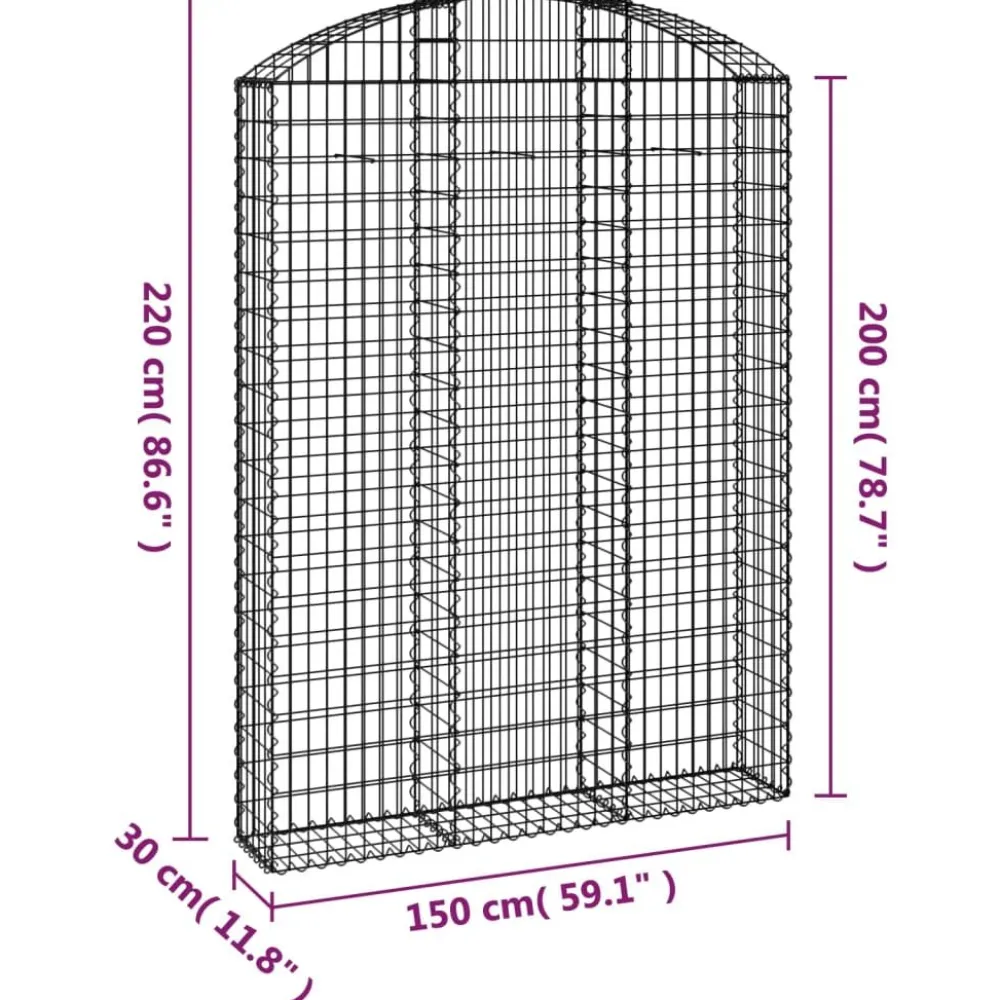 Online FinePRICE Kaareva kivikori 100x30x60/80 cm galvanoitu rauta