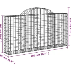 New FinePRICE Kaareva kivikori 200x30x100/120cm galvanoitu rauta