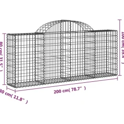 Discount FinePRICE Kaareva kivikori 200x50x40/60 cm galvanoitu rauta