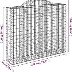 Discount FinePRICE Kaareva kivikori 200x50x40/60 cm galvanoitu rauta