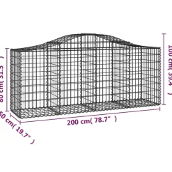 Clearance FinePRICE Kaareva kivikori 200x50x40/60 cm galvanoitua rautaa