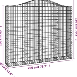 Clearance FinePRICE Kaareva kivikori 200x50x40/60 cm galvanoitua rautaa