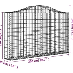 Clearance FinePRICE Kaareva kivikori 200x50x40/60 cm galvanoitua rautaa