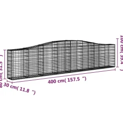 Clearance FinePRICE Kaareva kivikori 200x50x40/60 cm galvanoitua rautaa