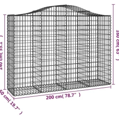 Clearance FinePRICE Kaareva kivikori 200x50x40/60 cm galvanoitua rautaa