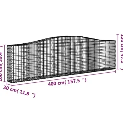 Clearance FinePRICE Kaareva kivikori 200x50x40/60 cm galvanoitua rautaa