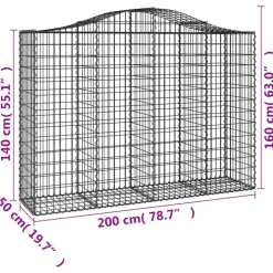 Clearance FinePRICE Kaareva kivikori 200x50x40/60 cm galvanoitua rautaa