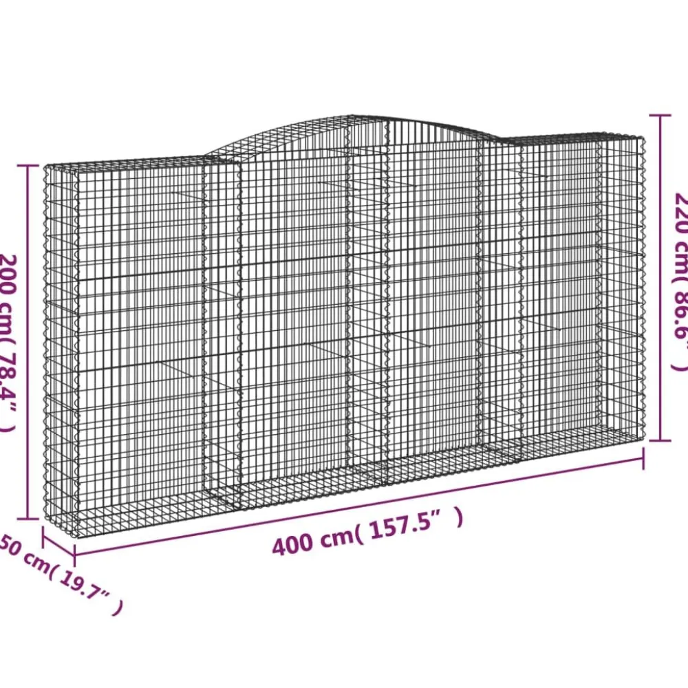 Best FinePRICE Kaareva kivikori 200x30x140/160 cm galvanoitu rauta (53487)
