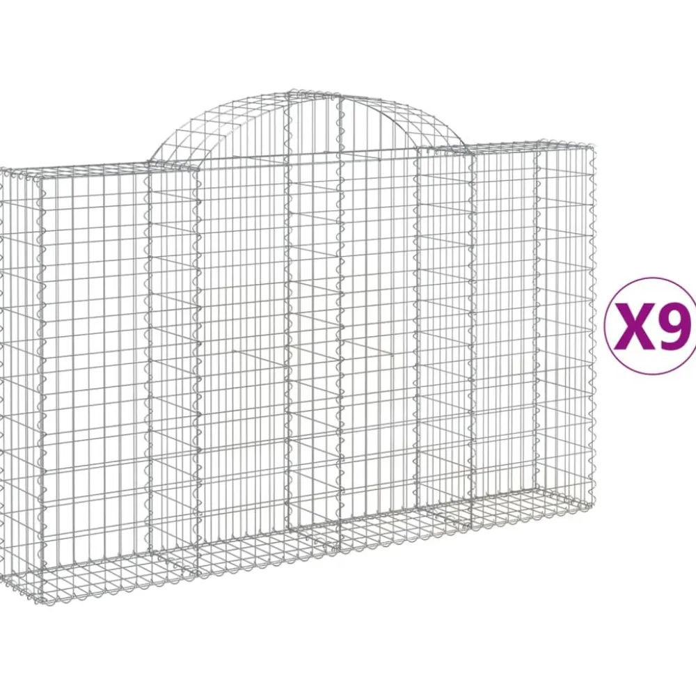 Best FinePRICE Kaareva kivikori 200x30x140/160 cm galvanoitu rauta (53487)