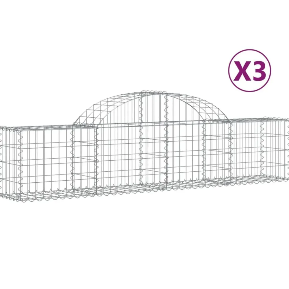 Best FinePRICE Kaareva kivikori 200x30x140/160 cm galvanoitu rauta (53487)
