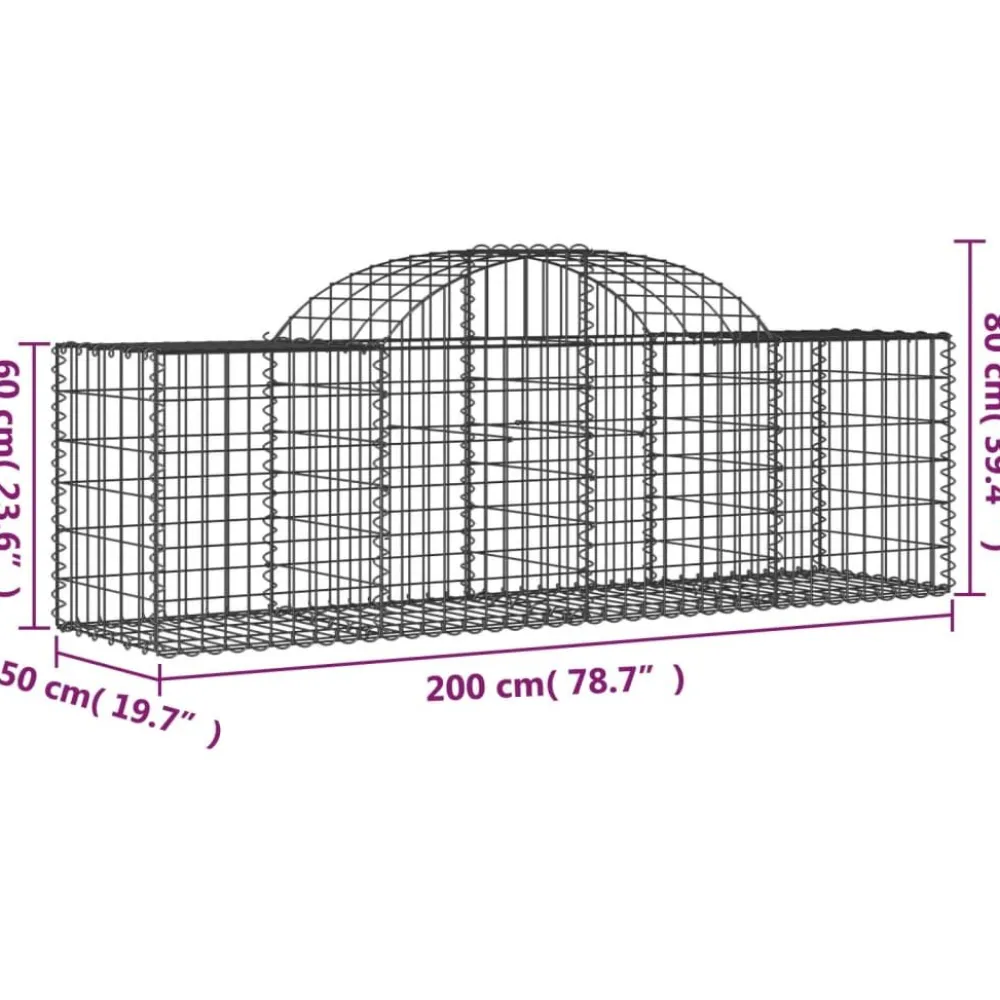 Best FinePRICE Kaareva kivikori 200x30x140/160 cm galvanoitu rauta (53487)
