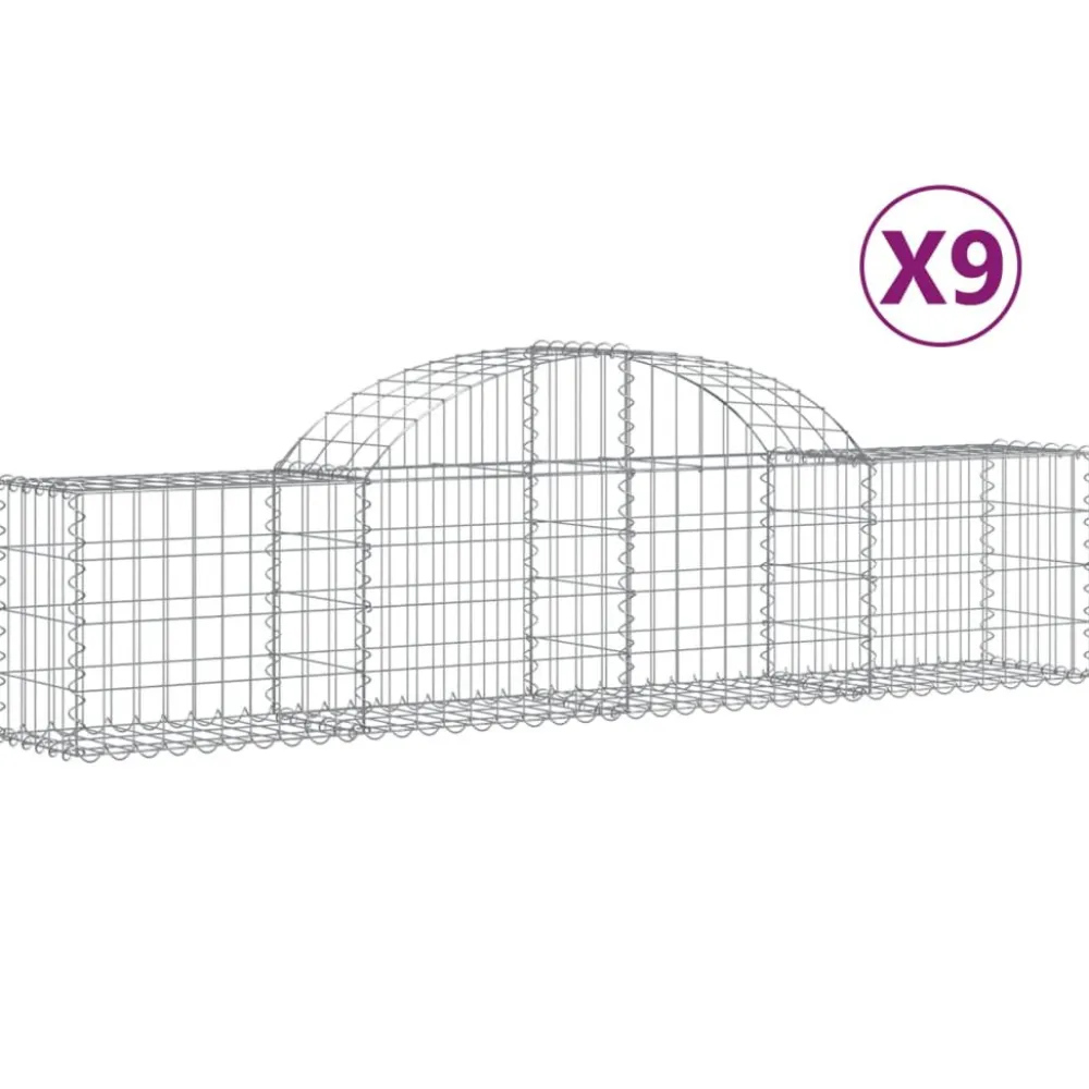 Best FinePRICE Kaareva kivikori 200x30x140/160 cm galvanoitu rauta (53487)