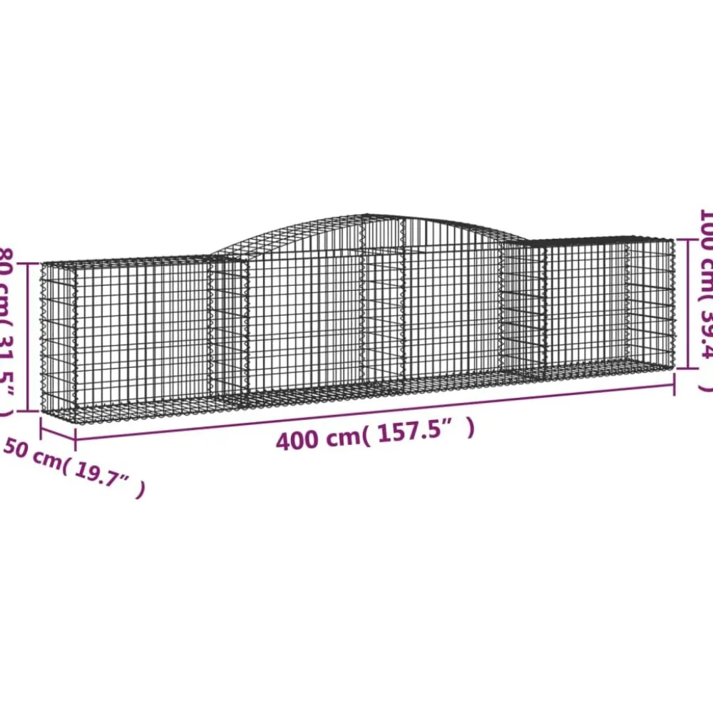 Best FinePRICE Kaareva kivikori 200x30x140/160 cm galvanoitu rauta (53487)