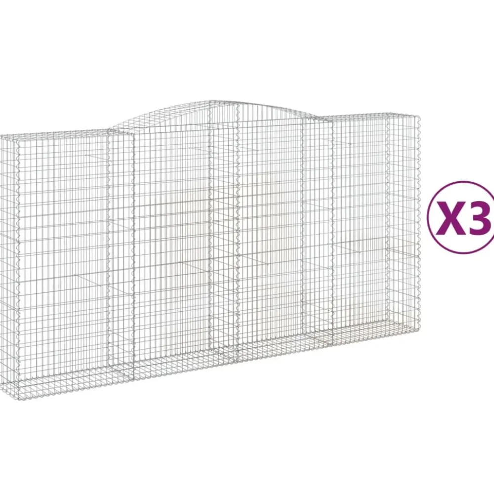 Best FinePRICE Kaareva kivikori 200x30x140/160 cm galvanoitu rauta (53487)