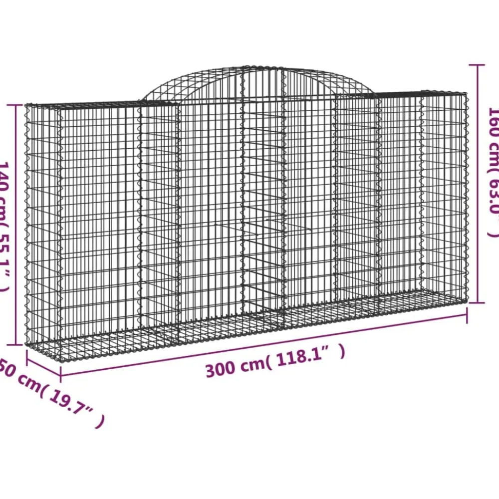 Best FinePRICE Kaareva kivikori 200x30x140/160 cm galvanoitu rauta (53487)