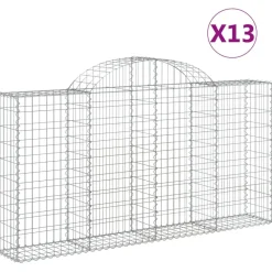 Best FinePRICE Kaareva kivikori 200x30x140/160 cm galvanoitu rauta (53487)