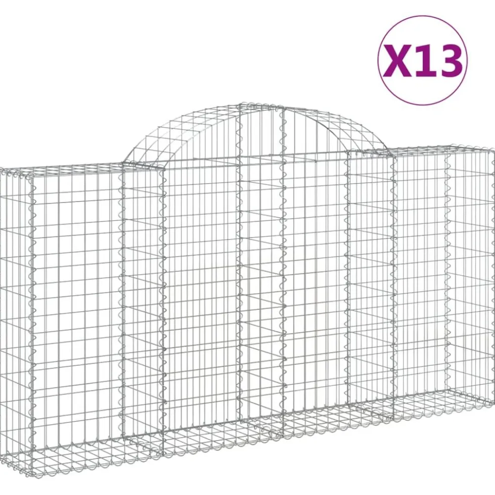 Best FinePRICE Kaareva kivikori 200x30x140/160 cm galvanoitu rauta (53487)