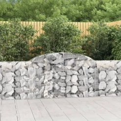 Best FinePRICE Kaareva kivikori 200x30x140/160 cm galvanoitu rauta (53487)
