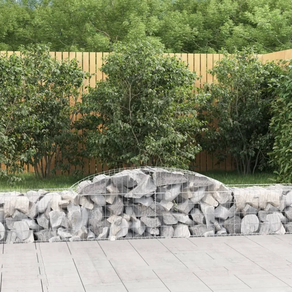 Best FinePRICE Kaareva kivikori 200x30x140/160 cm galvanoitu rauta (53487)