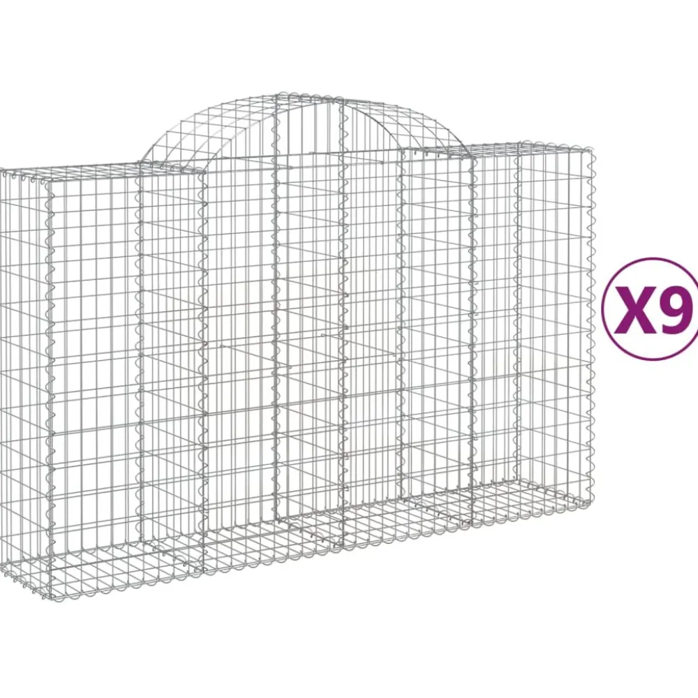 Best FinePRICE Kaareva kivikori 200x30x140/160 cm galvanoitu rauta (53487)