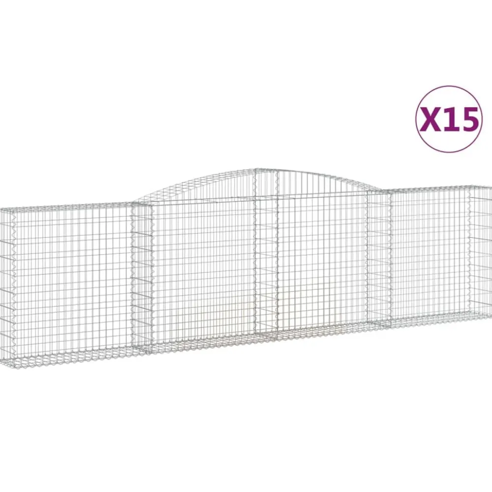 Best FinePRICE Kaareva kivikori 200x30x140/160 cm galvanoitu rauta (53487)