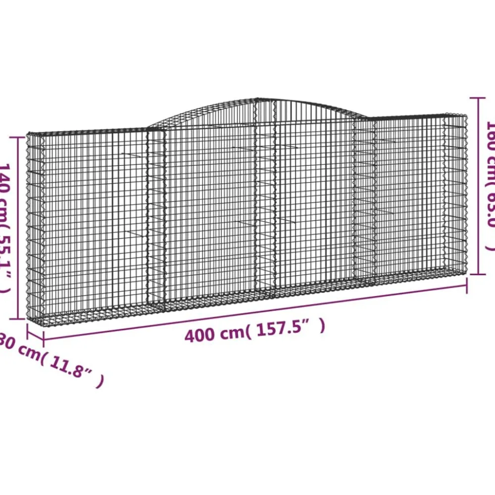 Best FinePRICE Kaareva kivikori 200x30x140/160 cm galvanoitu rauta (53487)