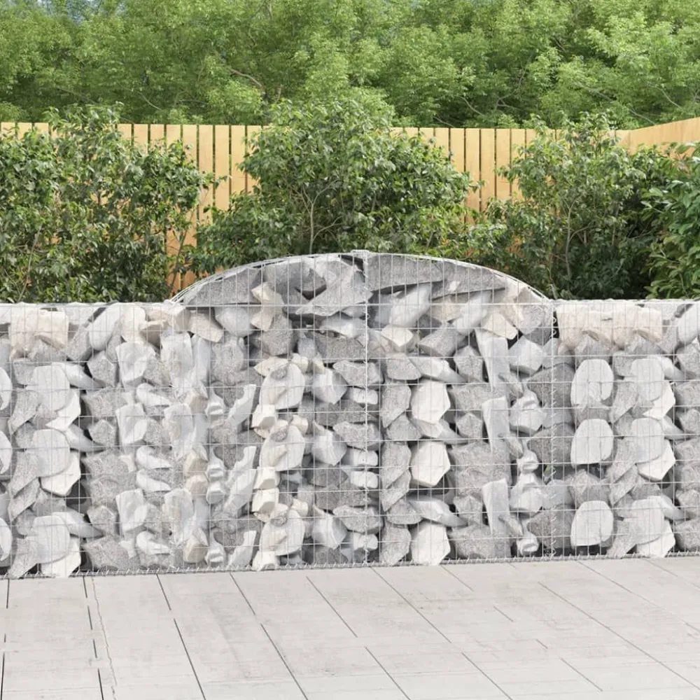 Best FinePRICE Kaareva kivikori 200x30x140/160 cm galvanoitu rauta (53487)
