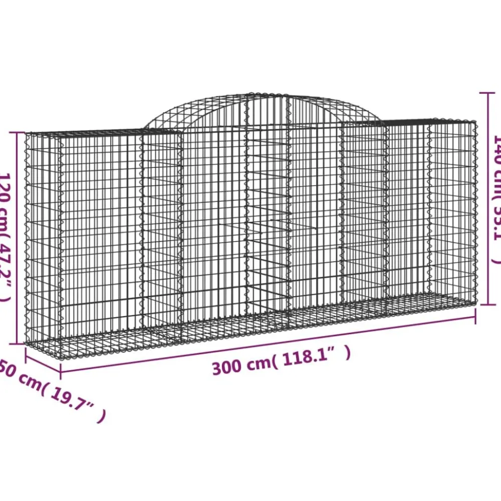 Best FinePRICE Kaareva kivikori 200x30x140/160 cm galvanoitu rauta (53487)