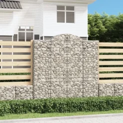 Best FinePRICE Kaareva kivikori 200x30x140/160 cm galvanoitu rauta (53487)