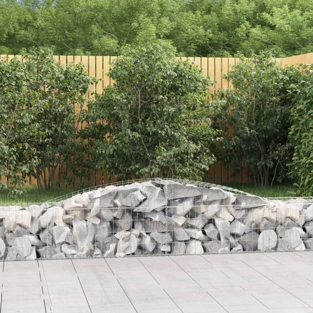 Best FinePRICE Kaareva kivikori 200x30x140/160 cm galvanoitu rauta (53487)