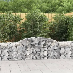 Best FinePRICE Kaareva kivikori 200x30x140/160 cm galvanoitu rauta (53487)