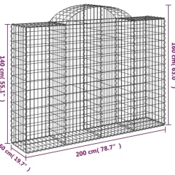 Best FinePRICE Kaareva kivikori 200x30x140/160 cm galvanoitu rauta (53487)
