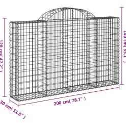 Best FinePRICE Kaareva kivikori 200x30x140/160 cm galvanoitu rauta (53487)