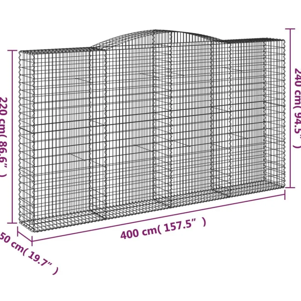 Best FinePRICE Kaareva kivikori 200x30x140/160 cm galvanoitu rauta (53487)