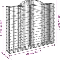 Best FinePRICE Kaareva kivikori 200x30x140/160 cm galvanoitu rauta (53487)