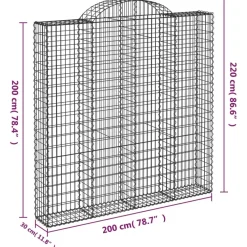 Best FinePRICE Kaareva kivikori 200x30x140/160 cm galvanoitu rauta (53487)