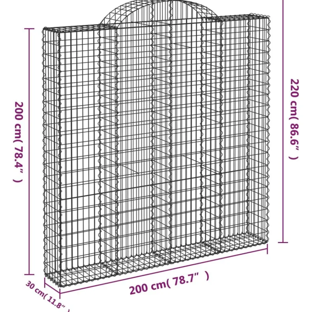 Best FinePRICE Kaareva kivikori 200x30x140/160 cm galvanoitu rauta (53487)