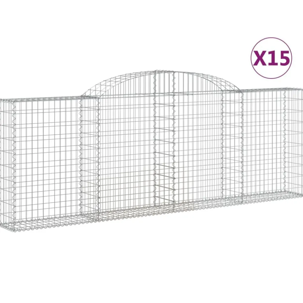 Best FinePRICE Kaareva kivikori 200x30x140/160 cm galvanoitu rauta (53487)