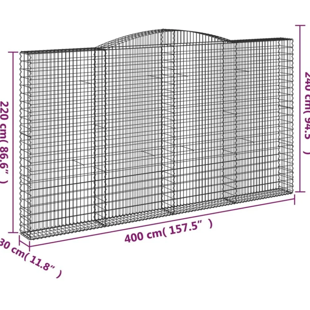 Best FinePRICE Kaareva kivikori 200x30x140/160 cm galvanoitu rauta (53487)