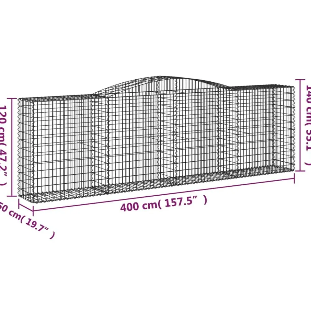 Best FinePRICE Kaareva kivikori 200x30x140/160 cm galvanoitu rauta (53487)