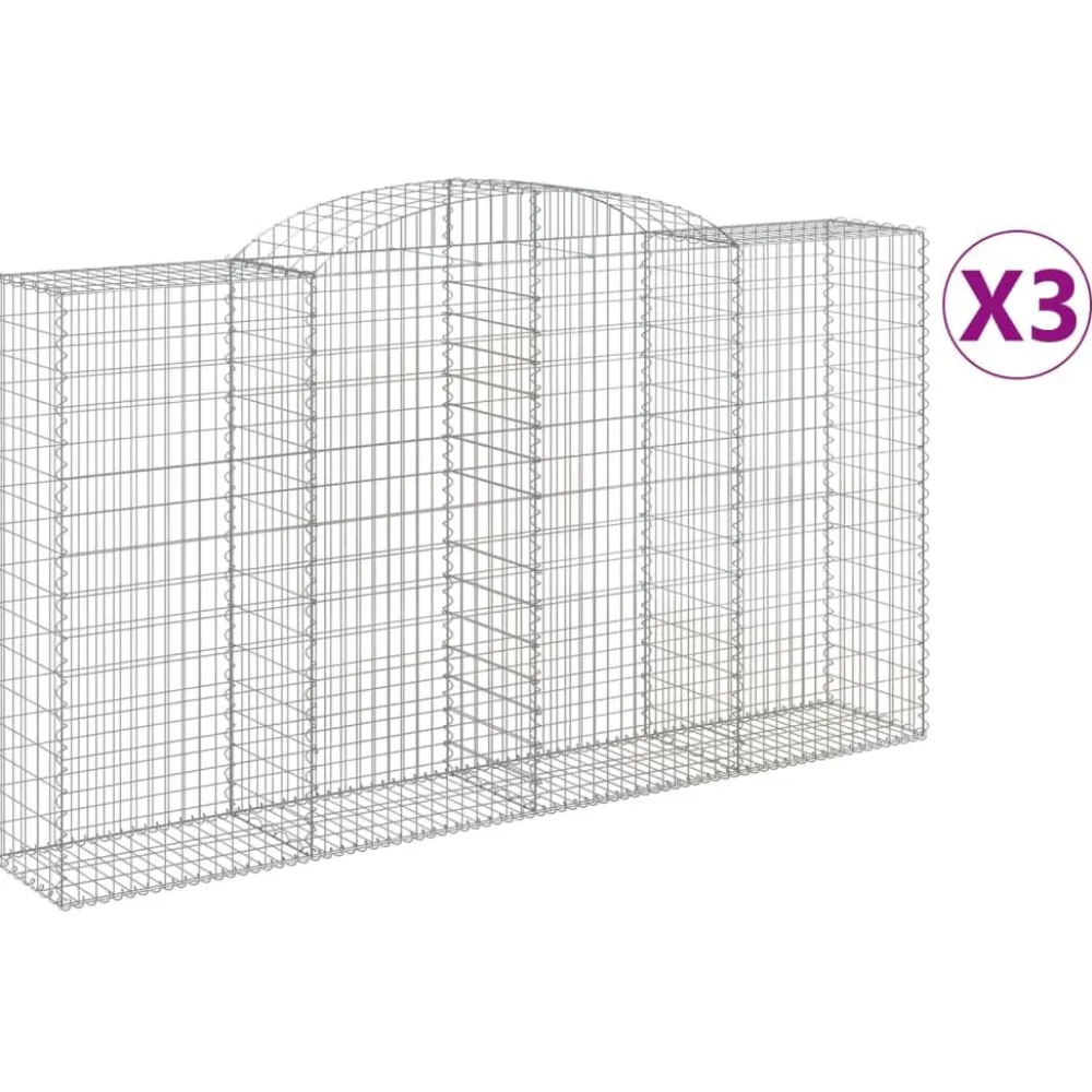 Best FinePRICE Kaareva kivikori 200x30x140/160 cm galvanoitu rauta (53487)