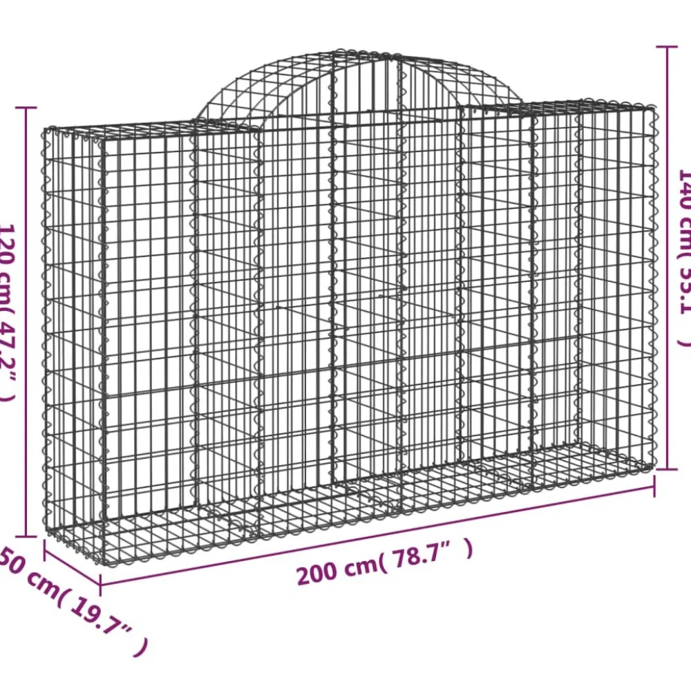 Best FinePRICE Kaareva kivikori 200x30x140/160 cm galvanoitu rauta (53487)