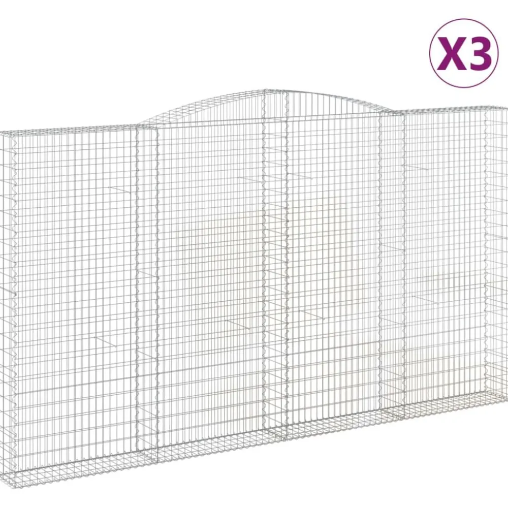 Best FinePRICE Kaareva kivikori 200x30x140/160 cm galvanoitu rauta (53487)