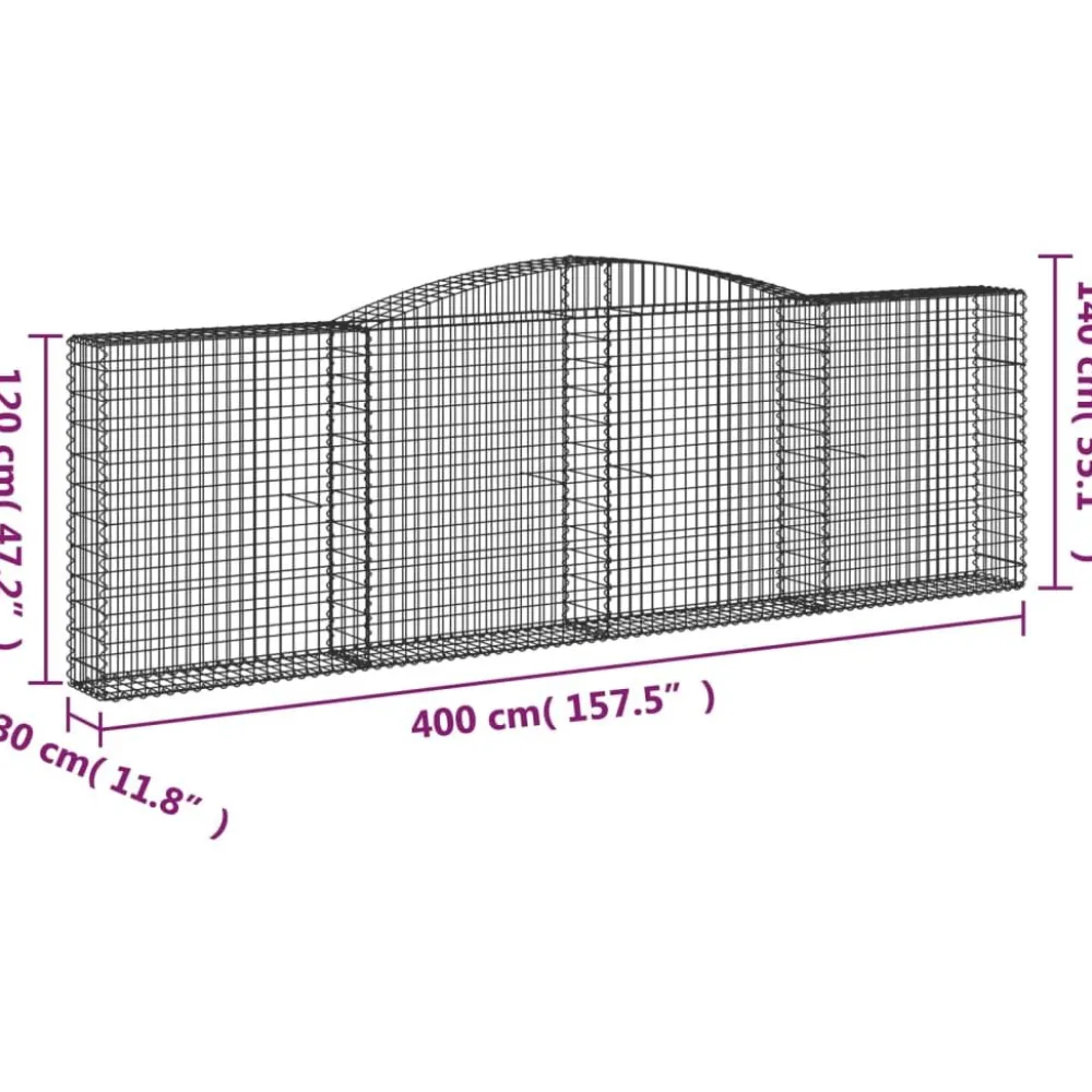 Best FinePRICE Kaareva kivikori 200x30x140/160 cm galvanoitu rauta (53487)