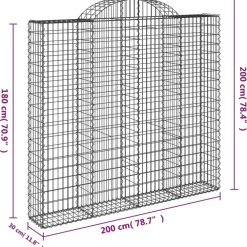 Best FinePRICE Kaareva kivikori 200x30x140/160 cm galvanoitu rauta (53487)